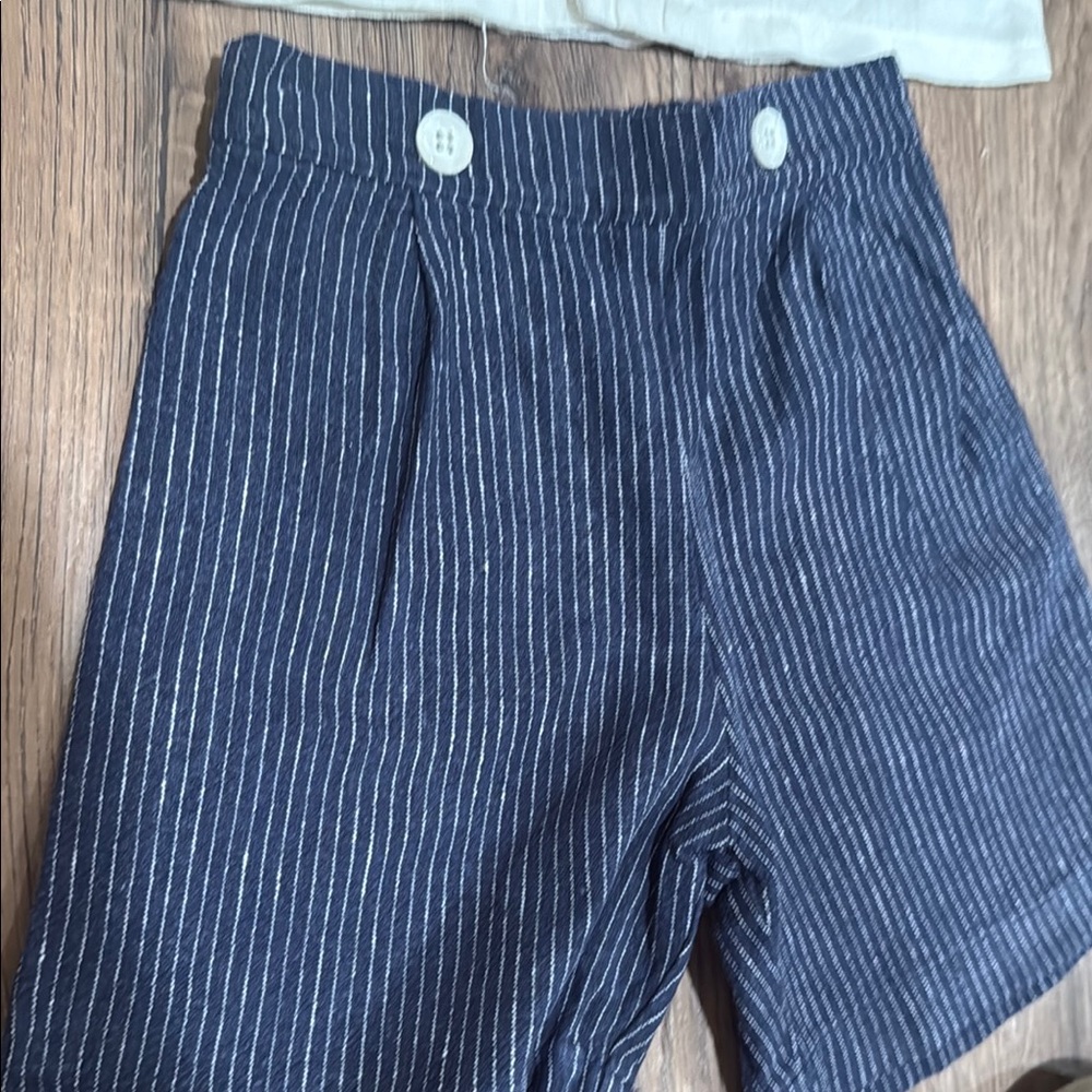 Sailor Style Baby Outfit in White and Navy - Picture 3 of 4